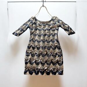 a'gaci Black and Gold Sequin Dress